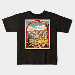 Picos de Europa National Park Spain Travel Tourism Retro Vintage Kids T-Shirt